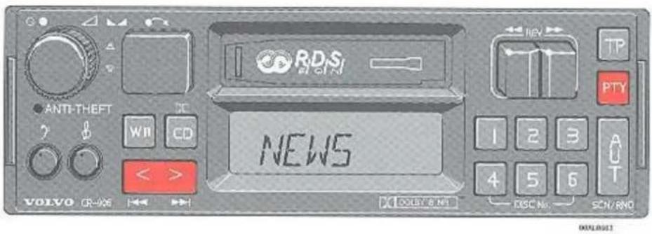 RDSI 10.1719 ANTI-THEFT CCI WII CD < > NEWS VOLVO CR-X6 DOBY-8.NH REV TP PTY 1 2 3 4 5 6 AUT DISC No. SCN/RNO OKL00011
