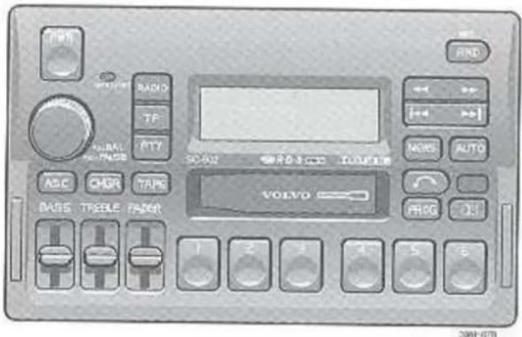 RADIO TF ATTY S-002 VOLVO RADIO TARE BASS TREE PAPER 1 2 3 4 5 6 RND NEXT AUTO NORS PROG 2008-078