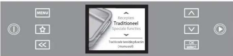 MENU Recepten Traditioneel Speciale functies Traditionele bereidingsfuncties (handmatig) OK RECEPT