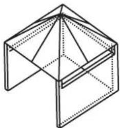 Isometric line drawing of a 3D geometric structure resembling a truncated pyramid or truss, with no text or symbols present.