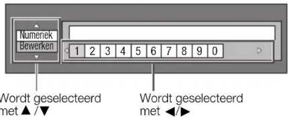 Numerek Bewerken 1 2 3 4 5 6 7 8 9 0 Wordt geselecteerd met ▲ /▼ Wordt geselecteerd met ◀ /►