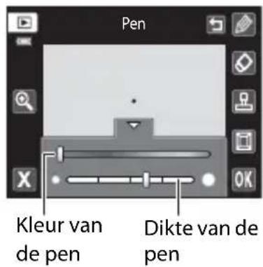 Pen Kleur van de pen Dikte van de pen