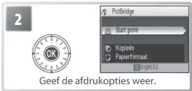 2 PictBridge Start print Kopleën Papierformaat Ingestid Geef de afdrukopties weer.