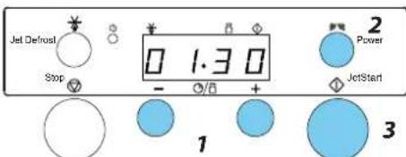Jet Defrost Stop 0 1.30 - + 2 Power JetStart 1 3