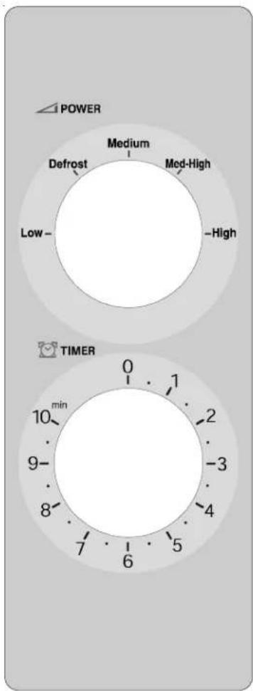 POWER Defrost Medium Med-High Low - High TIMER 0 1 min 10 9- 8- 7 6 5 4 3 2 1 0
