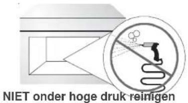 NIET onder hoge druk reinigen