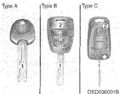 Type A 1 Type B 2 1 3 1 Type C 2 1 OED036001B