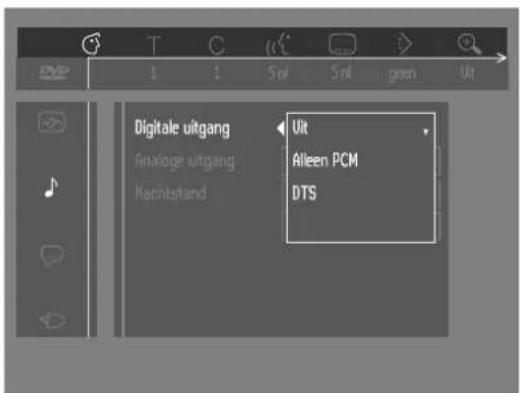 Digitale uitgang Analoge uitgang Nacentsstand Utt Alleen PCM DTS