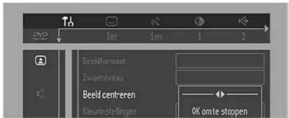DVD 1er 1en 1 2 Beeldformat Zwartniveau Beeld centreren Klewinstellingen OK omte stoppen