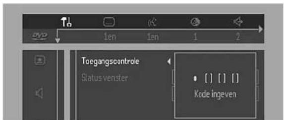 Toegangscontrole Status venster [ ] [ ] [] Kode ingeven
