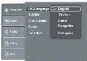 TOSHIBA SD191 - Taal op het scherm (OSD) - 1