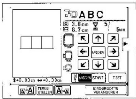 ABC 3.6 cm 5/ 8.7 cm 5MIN +0.0 cm ↔ +0.30cm MADDN START TEST A A TERUG STELLEN A E NDGROOTTE VERANDEREN