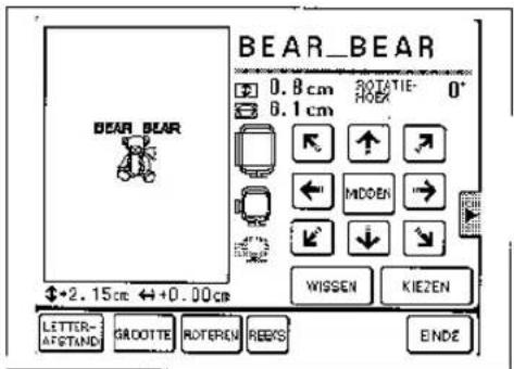BEAR_BEAR 0.8 cm ROTATIE 0" 0.1 cm BEAR BEAR $+2.15cm ↔+0.00cm WISSEN KIE2EN LETTER- AFSTAND GROOTTE ROTEREN REEFS ENDE