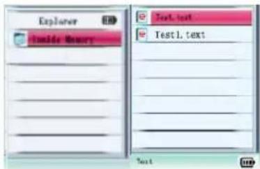 Explorer Inside Memory Text, text Test1, text