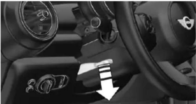 Interior view of a car dashboard with steering wheel, dashboard, and steering wheel (no visible text or symbols)