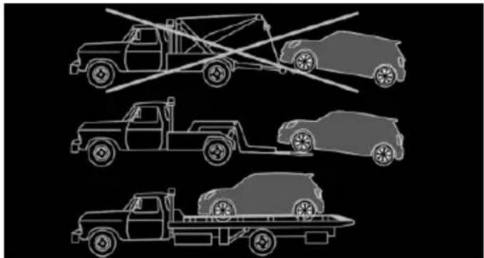Three grayscale line drawings of a flatbed truck with no visible text, numbers, or symbols.