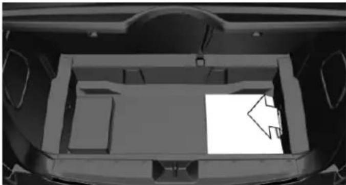 Top-down view of a car chassis interior showing internal compartments and structural elements (no text or symbols visible)