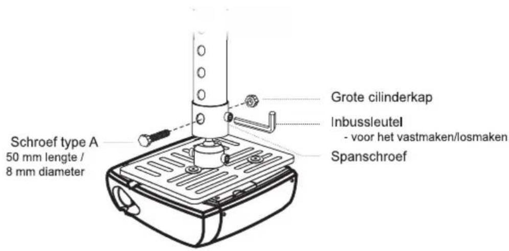 Schroef type A 50 mm lengte / 8 mm diameter Grote cilinderkap Inbussleutel - voor het vastmaken/losmaken Spanschroef