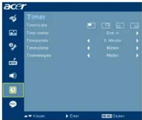 acer Timer Timerplate Timer starten Timerperiods Timervolume Timerengame Disk in 0. Minute Midstr Adaten ▲ Kiizen ▶ Enter MEDI Skuten
