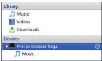 Library Music Videos Downloads Devices Philips GoGear Raga Music