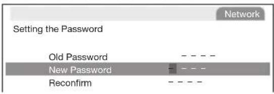 Setting the Password Old Password New Password Reconfirm Network
