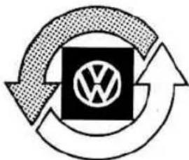 Diagram showing a circular arrow with a Volkswagen logo and surrounding geometric shapes, likely representing a cycle or process.