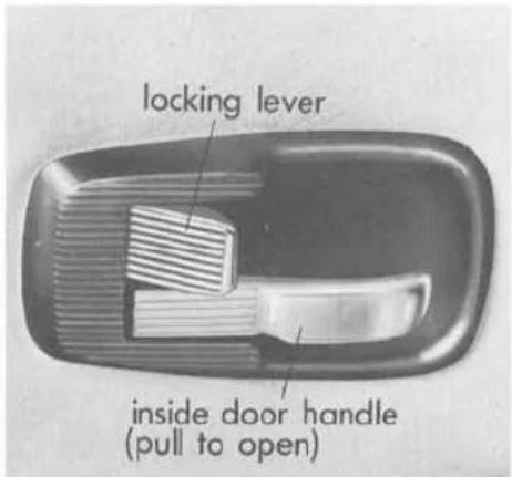 locking lever inside door handle (pull to open)