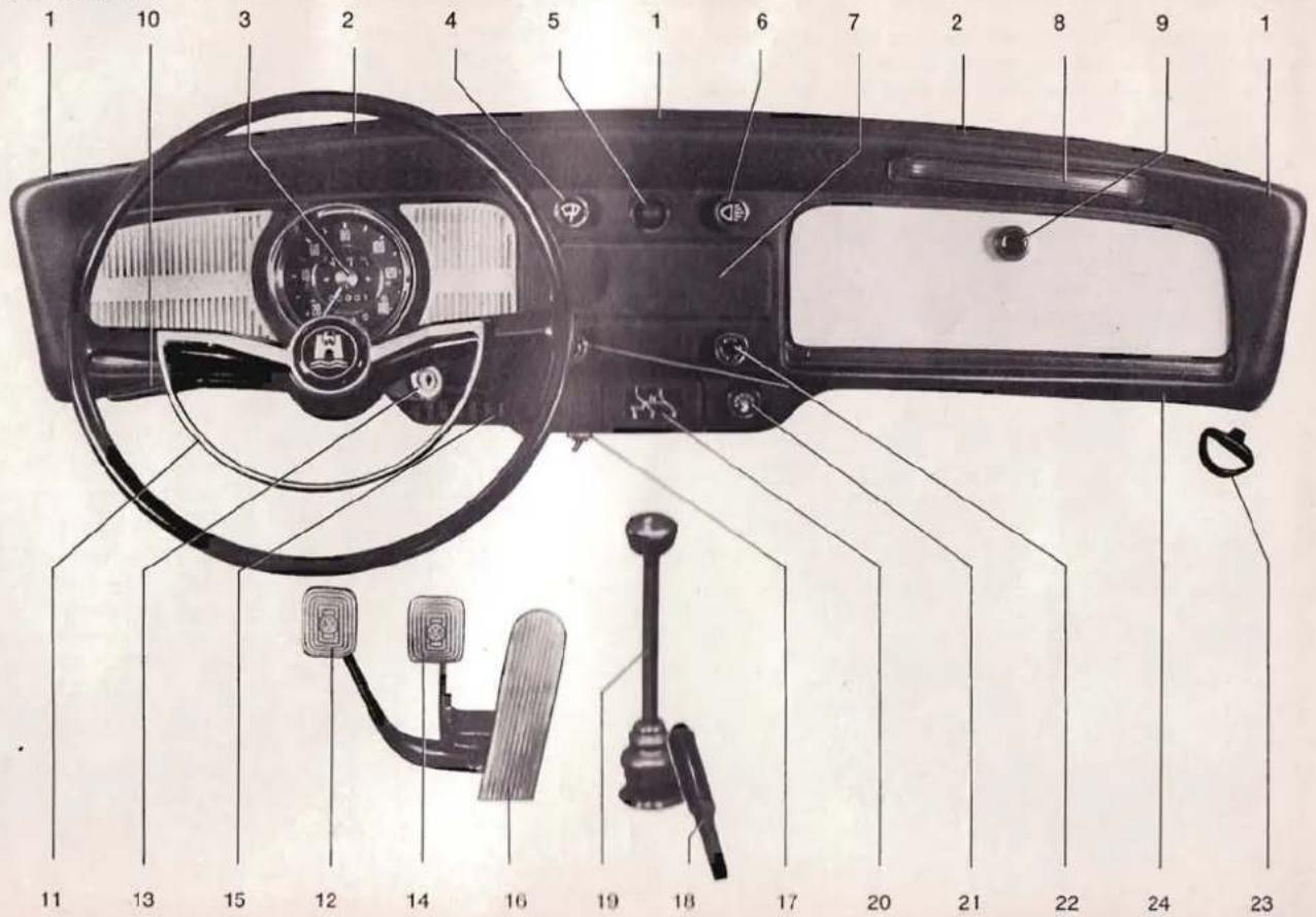 VOLKSWAGEN Kever VW 1300 (1968) - Dashboard, hendels en pedalen - 1