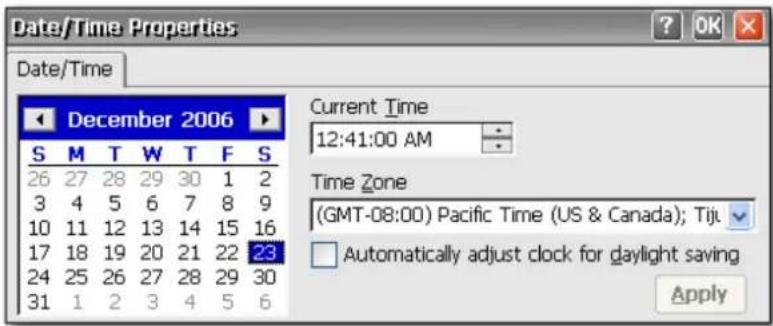 Date/Time Properties Date/Time December 2006 S M T W T F S 26 27 28 29 30 1 2 3 4 5 6 7 8 9 10 11 12 13 14 15 16 17 18 19 20 21 22 23 24 25 26 27 28 29 30 31 1 2 3 4 5 6 Current Time 12:41:00 AM Time Zone (GMT-08:00) Pacific Time (US & Canada); Tiji Automatically adjust clock for daylight saving App…