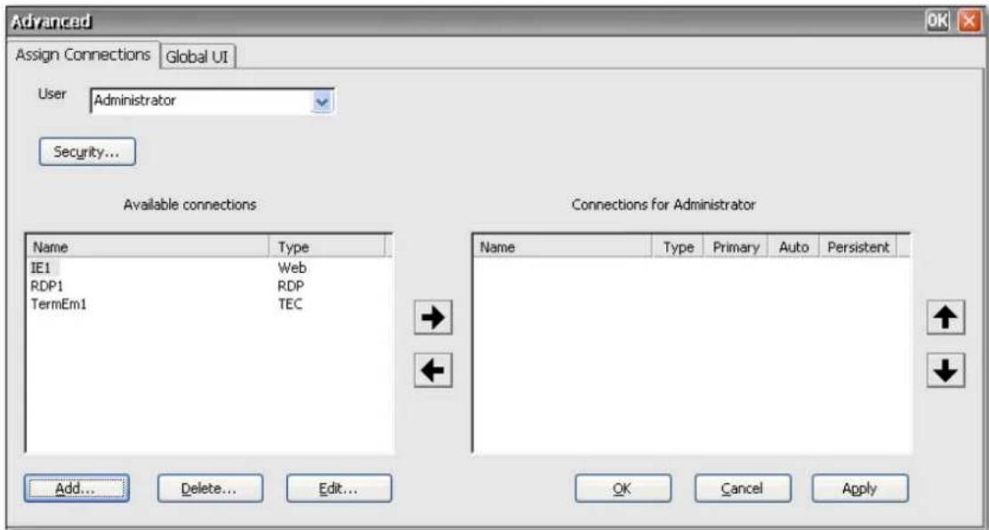 HP t510 Flexible - Het tabblad Assign Connections (Verbindingen toewijzen) - 1