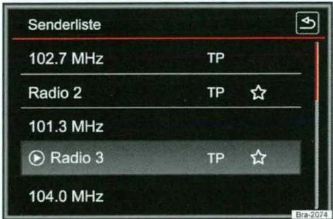 Senderliste 102.7 MHz TP Radio 2 TP ☆ 101.3 MHz Radio 3 TP ☆ 104.0 MHz Bra-2074