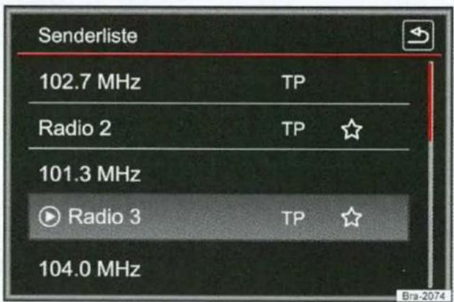 Senderliste 102.7 MHz TP Radio 2 TP ☆ 101.3 MHz Radio 3 TP ☆ 104.0 MHz Bra-2074