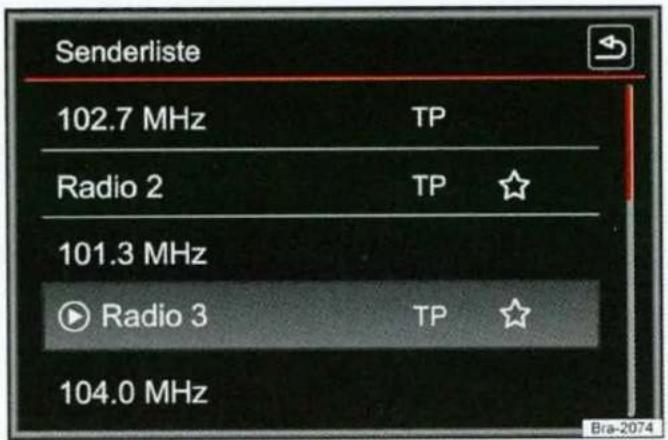 Senderliste 102.7 MHz TP Radio 2 TP ☆ 101.3 MHz Radio 3 TP ☆ 104.0 MHz Bra-2074