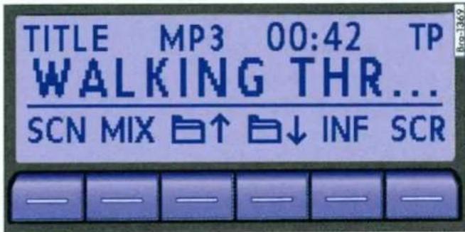 TITLE MP3 00:42 TP WALKING THR... SCN MIX ↑ ↓ INF SCR