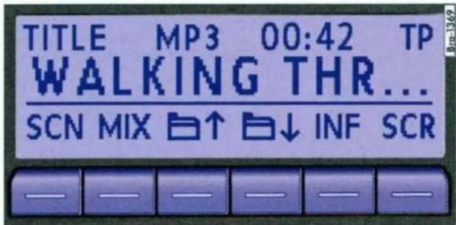 TITLE MP3 00:42 TP WALKING THR... SCN MIX ↑ ↓ INF SCR
