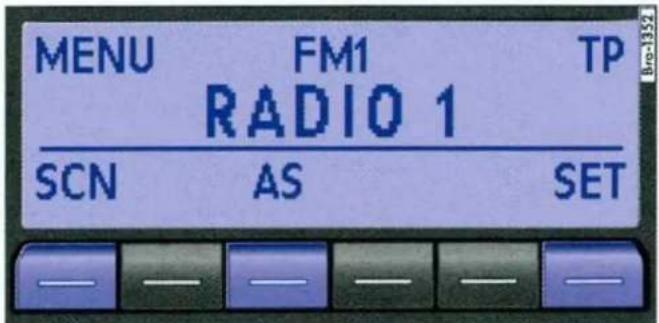 MENU FM1 TP RADIO 1 SCN AS SET
