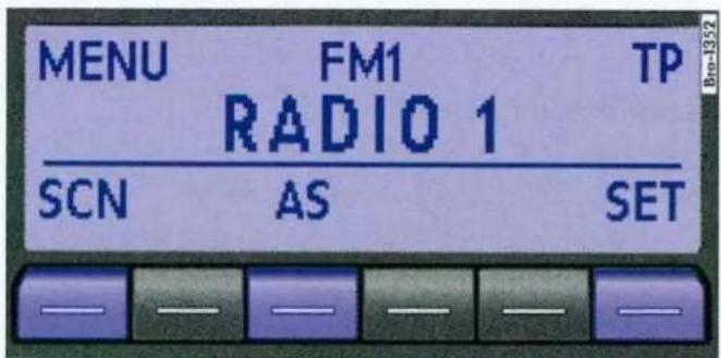 MENU FM1 TP RADIO 1 SCN AS SET