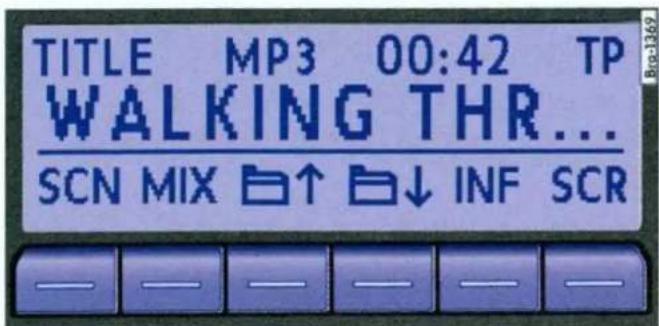 TITLE MP3 00:42 TP WALKING THR... SCN MIX ↑ ↓ INF SCR