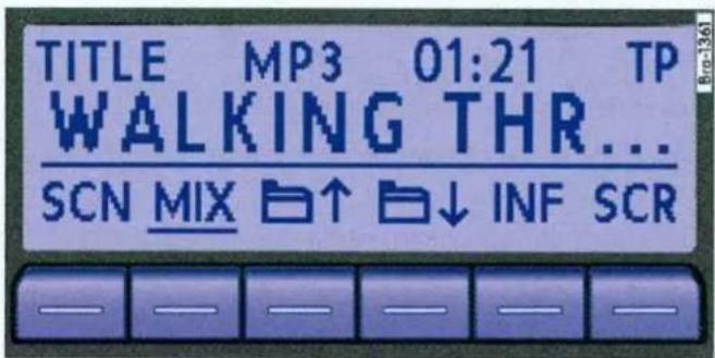 TITLE MP3 01:21 TP WALKING THR... SCN MIX ↑ ↓ INF SCR
