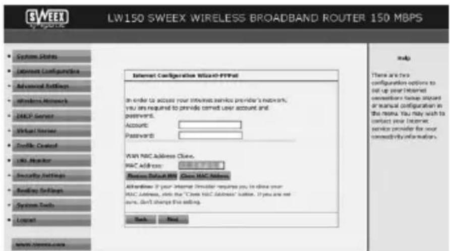 SWEEX LW150UK - Configuratie 2: PPPoE - 1