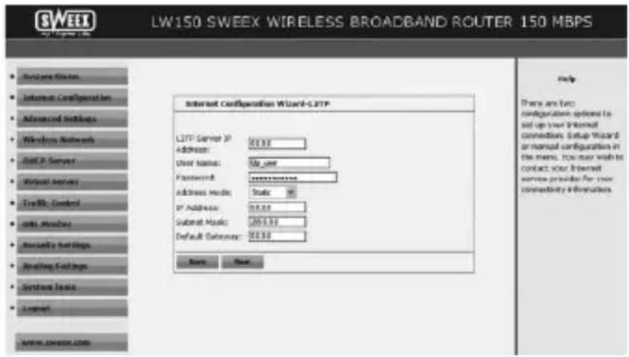 SWEEX LW150UK - Configuratie 4: L2TP - 1
