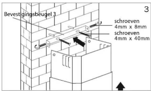 Bevestigingsbeugel 3 schroeven 4mm x 8mm schroeven 4mm x 40mm 3