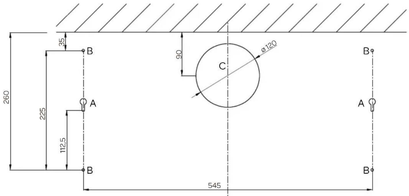35 260 225 112.5 B A B 90 C Ø120 545 A B