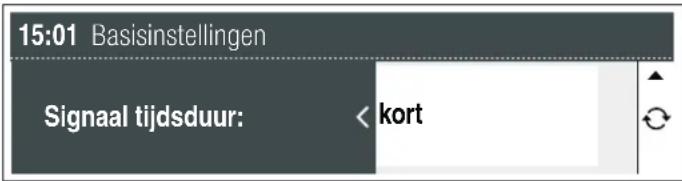 15:01 Basisinstellingen Signaal tijdsduur: < kort