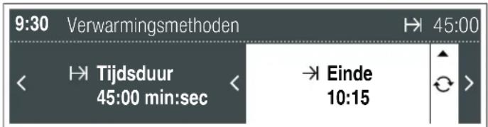 9:30 Verwarmingsmethoden 45:00 Tijdsduur 45:00 min:sec Einde 10:15