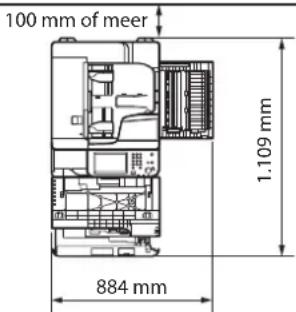 100 mm of meer 1.109 mm 884 mm