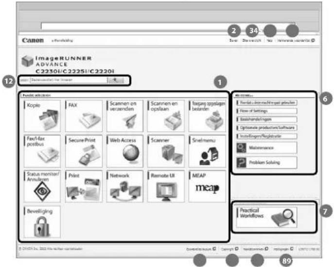 Canon ImageRUNNER ADVANCE C2230I/C2225I/C2220I 12 1 Public Solutions Kopie FAX Scannen en verzenden Scannen en opslaan Toxpang opstagen bestanden Fax/fax postbus Secure Print Web Access Scanner Snelmenu Status monitor/Annulzen Print Network Remote UI MEAP meap Bewelliging 48. Results... Vantat-Luxer machinipat gelatiner Flow of Settings Soushandelingen Optionatie productes/Software Insufingen/Registrar Maintenance Problem Solving Practical Workflows © CHEN Inc. 2012 File Manager vortoukter Copyright © 2012 © 345 Copyright © 2012 © 345