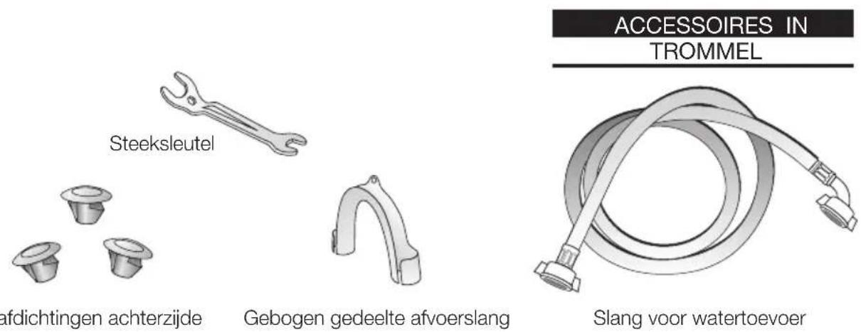 Steeksleutel afdichtingen achterzijde Gebogen gedeelte afvoerslang ACCESSOIRES IN TROMMEL Slang voor watertoevoer