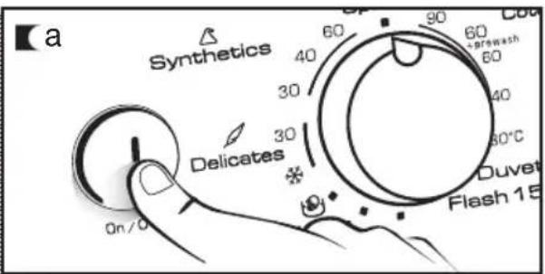 a Synthetics Delicates On/O 60 40 30 30 * 90 60 +prewash 60 40 30°C Duvet Flash 15