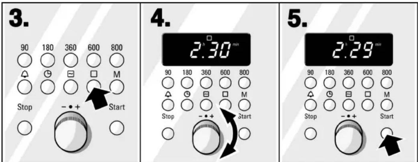 3. 90 180 360 600 800 Stop -•+ Start 4. 2.30 min 90 180 360 600 800 Stop -•+ Start 5. 2.29 min 90 180 360 600 800 Stop -•+ Start